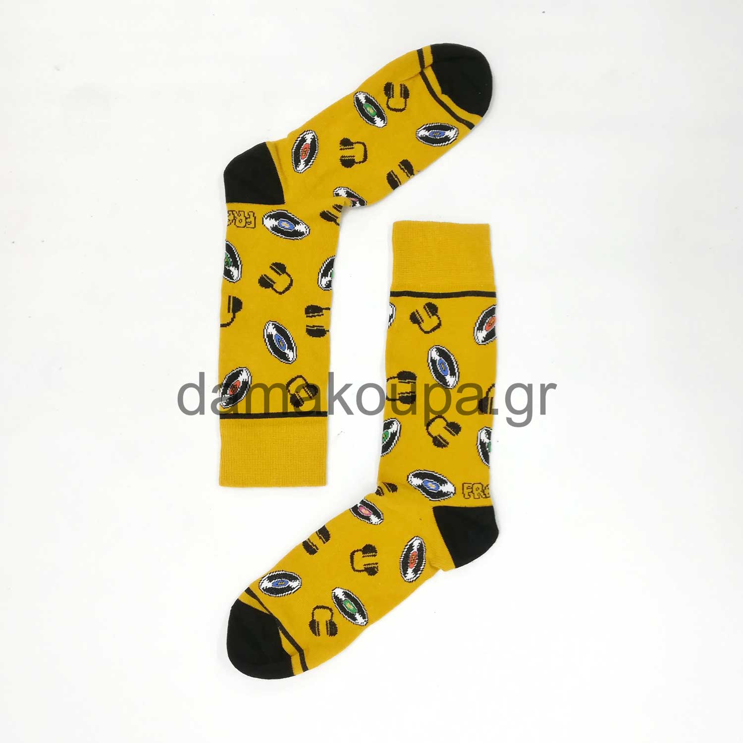 Κίτρινη κάλτσα με σχέδια