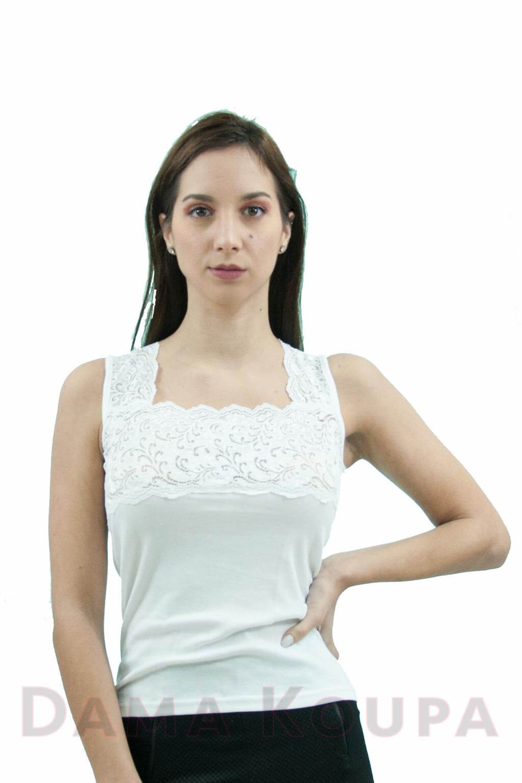 Άσπρη μπλούζα με δαντέλα